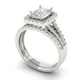 thumbnail image 1 of Clara Pucci 14K White Gold Emerald Cut 1Ct Synthetic White Sapphire Engagement Ring + Matching Band - Luxury Box Included, 1 of 7
