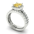 thumbnail image 1 of Clara Pucci 14K White Gold Princess Cut 0.75Ct Natural Citrine Engagement Ring + Matching Band - Luxury Box Included, 1 of 7