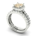 thumbnail image 1 of Clara Pucci 14K White Gold Princess Cut 0.75Ct Natural Morganite Engagement Ring + Matching Band - Luxury Box Included, 1 of 7