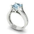thumbnail image 1 of Clara Pucci 14K White Gold Princess Cut 1.5Ct Natural Aquamarine Engagement Ring + Matching Band - Luxury Box Included, 1 of 7