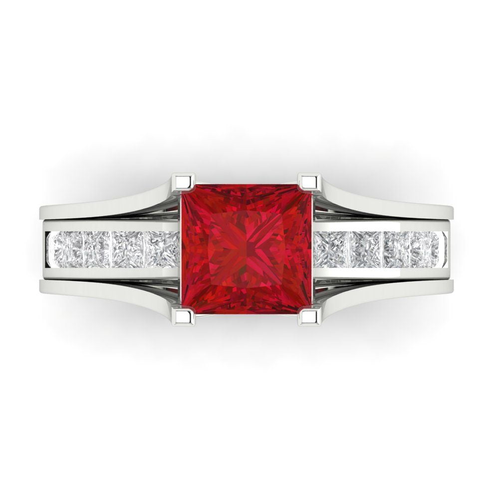 Clara Pucci 14K White Gold Princess Cut 1.5Ct Simulated Tourmaline