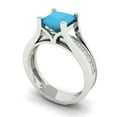 thumbnail image 1 of Clara Pucci 14K White Gold Princess Cut 1.5Ct Simulated Turquoise Engagement Ring + Matching Band - Luxury Box Included, 1 of 7