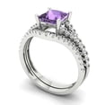 thumbnail image 1 of Clara Pucci 14K White Gold Princess Cut 1Ct Simulated Alexandrite Engagement Ring + Matching Band - Luxury Box Included, 1 of 7