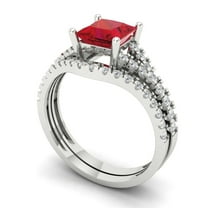 Clara Pucci 14K White Gold Princess Cut 1Ct Simulated Tourmaline Engagement Ring   Matching Band - Luxury Box Included