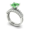 thumbnail image 1 of Clara Pucci 14K White Gold Princess Cut 2Ct Simulated Green Diamond Engagement Ring + Matching Band - Luxury Box Included, 1 of 7