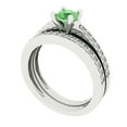 thumbnail image 1 of Clara Pucci 14K White Gold Round Cut 0.5Ct Simulated Green Diamond Engagement Ring + Matching Band - Luxury Box Included, 1 of 7