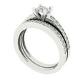 thumbnail image 1 of Clara Pucci 14K White Gold Round Cut 0.5Ct Synthetic White Sapphire Engagement Ring + Matching Band - Luxury Box Included, 1 of 7