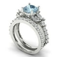 thumbnail image 1 of Clara Pucci 14K White Gold Round Cut 1.5Ct Simulated Blue Diamond Engagement Ring + Matching Band - Luxury Box Included, 1 of 7