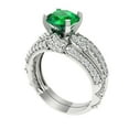 thumbnail image 1 of Clara Pucci 14K White Gold Round Cut 1.5Ct Simulated Emerald Engagement Ring + Matching Band - Luxury Box Included, 1 of 7