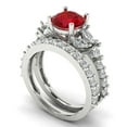 thumbnail image 1 of Clara Pucci 14K White Gold Round Cut 1.5Ct Simulated Ruby Engagement Ring + Matching Band - Luxury Box Included, 1 of 7