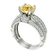 thumbnail image 1 of Clara Pucci 14K White Gold Round Cut 1.5Ct Simulated Yellow Diamond Engagement Ring + Matching Band - Luxury Box Included, 1 of 7