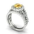 thumbnail image 1 of Clara Pucci 14K White Gold Round Cut 1Ct Natural Citrine Engagement Ring + Matching Band - Luxury Box Included, 1 of 7