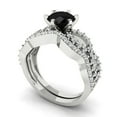 thumbnail image 1 of Clara Pucci 14K White Gold Round Cut 1Ct Natural Onyx Engagement Ring + Matching Band - Luxury Box Included, 1 of 7