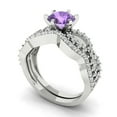 thumbnail image 1 of Clara Pucci 14K White Gold Round Cut 1Ct Simulated Alexandrite Engagement Ring + Matching Band - Luxury Box Included, 1 of 7