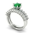 thumbnail image 1 of Clara Pucci 14K White Gold Round Cut 1Ct Simulated Emerald Engagement Ring + Matching Band - Luxury Box Included, 1 of 7
