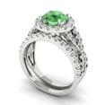 thumbnail image 1 of Clara Pucci 14K White Gold Round Cut 1Ct Simulated Green Diamond Engagement Ring + Matching Band - Luxury Box Included, 1 of 7