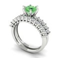 thumbnail image 1 of Clara Pucci 14K White Gold Round Cut 1Ct Simulated Green Diamond Engagement Ring + Matching Band - Luxury Box Included, 1 of 7