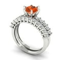 thumbnail image 1 of Clara Pucci 14K White Gold Round Cut 1Ct Simulated Red Diamond Engagement Ring + Matching Band - Luxury Box Included, 1 of 7