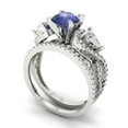 thumbnail image 1 of Clara Pucci 14K White Gold Round Cut 1Ct Simulated Tanzanite Engagement Ring + Matching Band - Luxury Box Included, 1 of 7