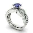thumbnail image 1 of Clara Pucci 14K White Gold Round Cut 1Ct Simulated Tanzanite Engagement Ring + Matching Band - Luxury Box Included, 1 of 7