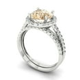 thumbnail image 1 of Clara Pucci 14K White Gold Round Cut 2Ct Natural Morganite Engagement Ring + Matching Band - Luxury Box Included, 1 of 7