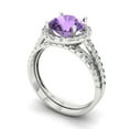 thumbnail image 1 of Clara Pucci 14K White Gold Round Cut 2Ct Simulated Alexandrite Engagement Ring + Matching Band - Luxury Box Included, 1 of 7