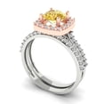 thumbnail image 1 of Clara Pucci 14K White/Rose Gold 1.495 Simulated Yellow Diamond Engraveable Engagement Ring + Wedding Band Set, 1 of 7