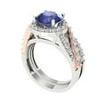thumbnail image 1 of Clara Pucci 14K White/Rose Gold 2.32 Simulated Tanzanite Engraveable Engagement Ring + Wedding Band Set, 1 of 7