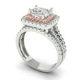 thumbnail image 1 of Clara Pucci 14K White/Rose Gold 3.05 Synthetic Moissanite Engraveable Engagement Ring + Wedding Band Set, 1 of 7
