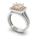 thumbnail image 1 of Clara Pucci 14K White/Rose Gold Emerald Cut 1Ct Natural Morganite Engagement Ring + Matching Band - Luxury Box Included, 1 of 7