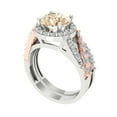 thumbnail image 1 of Clara Pucci 14K White/Rose Gold Round Cut 1.5Ct Natural Morganite Engagement Ring + Matching Band - Luxury Box Included, 1 of 7