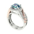 thumbnail image 1 of Clara Pucci 14K White/Rose Gold Round Cut 1.5Ct Synthetic Blue Moissanite Engagement Ring + Matching Band - Luxury Box Included, 1 of 7