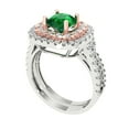 thumbnail image 1 of Clara Pucci 14K White/Rose Gold Round Cut 1Ct Simulated Emerald Engagement Ring + Matching Band - Luxury Box Included, 1 of 7