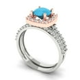 thumbnail image 1 of Clara Pucci 14K White/Rose Gold Round Cut 1Ct Simulated Turquoise Engagement Ring + Matching Band - Luxury Box Included, 1 of 7