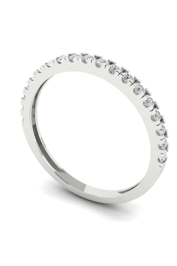 14K White Solid Gold Custom Laser Engraved Women's Solid Gold Ring Stackable Statement Band With Round Cut 0.285TCW