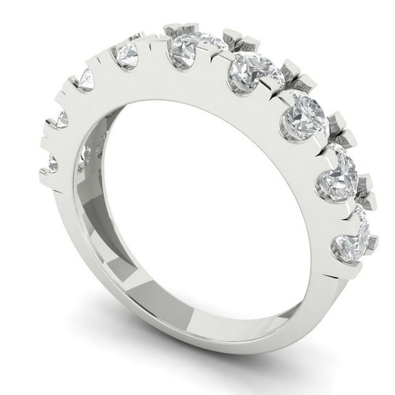 Clara Pucci 14K White Solid Gold Custom Laser Engraved Women's Solid Gold Ring Stackable Statement Band With Round Cut 1.53TCW