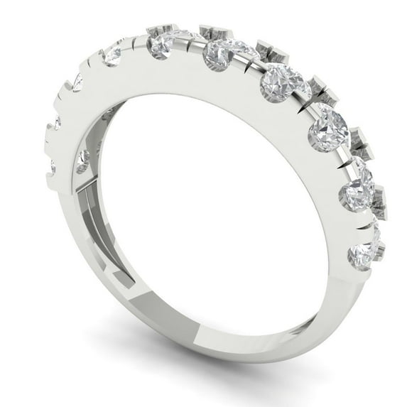 Clara Pucci 14K White Solid Gold Custom Laser Engraved Women's Solid Gold Ring Stackable Statement Band With Round Cut 1TCW