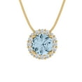 thumbnail image 1 of Clara Pucci 14K Yellow Solid Hypoallergenic Gold 1.16Ct Natural Swiss Blue Topaz Round Brilliant Cut Halo Designer Necklace Pendant For December, 1 of 6