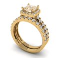 thumbnail image 1 of Clara Pucci 14K Yellow Gold 1.56 Natural Morganite Engraveable Engagement Ring + Wedding Band Set, 1 of 7