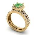 thumbnail image 1 of Clara Pucci 14K Yellow Gold 1.56 Simulated Green Diamond Engraveable Engagement Ring + Wedding Band Set, 1 of 7