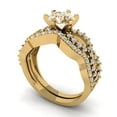 thumbnail image 1 of Clara Pucci 14K Yellow Gold 1.57 Natural Morganite Engraveable Engagement Ring + Wedding Band Set, 1 of 7