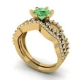 thumbnail image 1 of Clara Pucci 14K Yellow Gold 1.57 Simulated Green Diamond Engraveable Engagement Ring + Wedding Band Set, 1 of 7