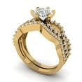 thumbnail image 1 of Clara Pucci 14K Yellow Gold 1.57 Synthetic Moissanite Engraveable Engagement Ring + Wedding Band Set, 1 of 7