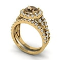 thumbnail image 1 of Clara Pucci 14K Yellow Gold 1.795 Simulated Champagne Engraveable Engagement Ring + Wedding Band Set, 1 of 7