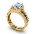 thumbnail image 1 of Clara Pucci 14K Yellow Gold 2.16 Natural Swiss Blue Topaz Engraveable Engagement Ring + Wedding Band Set, 1 of 7