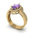 thumbnail image 1 of Clara Pucci 14K Yellow Gold 2.4875 Simulated Alexandrite Engraveable Engagement Ring + Wedding Band Set, 1 of 7