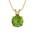 thumbnail image 1 of Clara Pucci 14K Yellow Solid Hypoallergenic Gold 2Ct Natural Peridot Round Brilliant Cut Solitaire Designer Necklace Pendant For August, 1 of 6