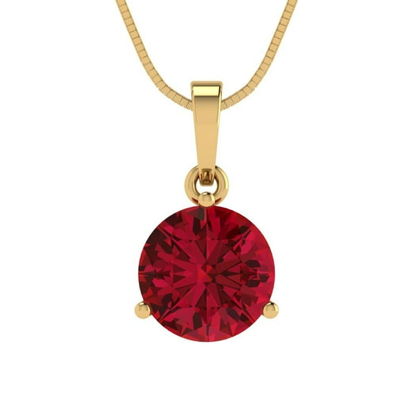 Clara Pucci 14K Yellow Solid Hypoallergenic Gold 2Ct Tourmaline Round Brilliant Cut Solitaire Designer Necklace Pendant For October
