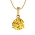 thumbnail image 1 of Clara Pucci 14K Yellow Solid Hypoallergenic Gold 2Ct Yellow Zircon Round Brilliant Cut Solitaire Designer Necklace Pendant For April, 1 of 6