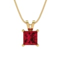 thumbnail image 1 of Clara Pucci 14K Yellow Solid Hypoallergenic Gold 3Ct Ruby Princess Cut Solitaire Designer Necklace Pendant For July, 1 of 6